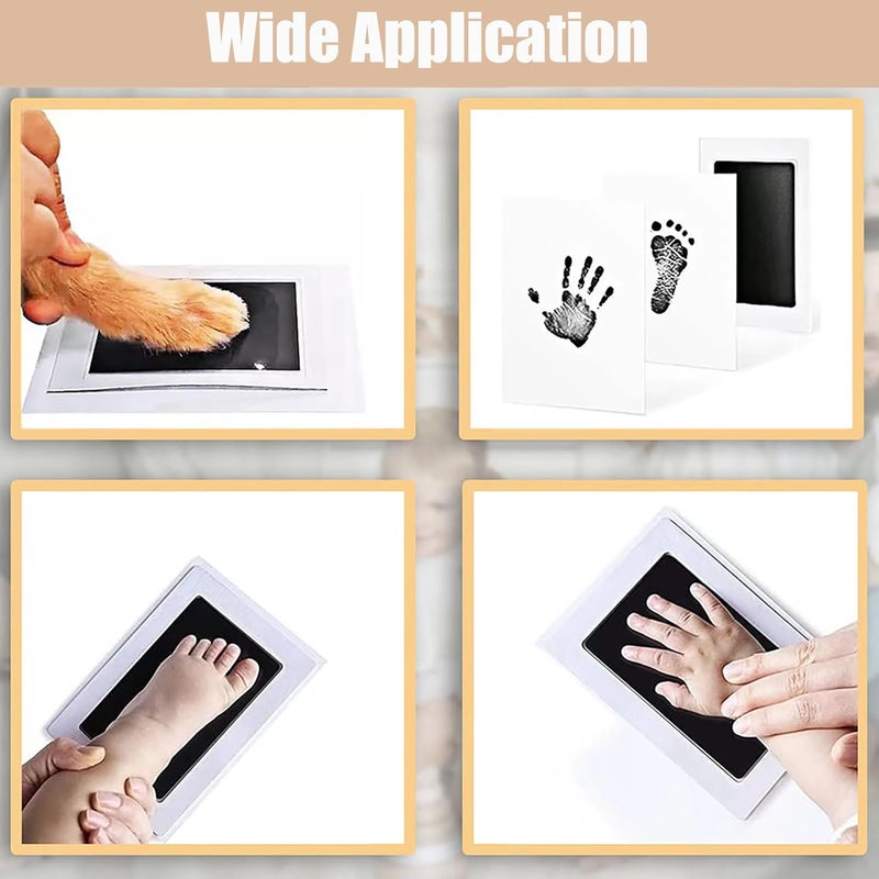 LelonHo Inkless Hand and Footprint Kit Clean Touch Ink Pad for Newborn Baby Pet Paw Print Kit(4 Ink Pads,8 Imprint Cards) (2 Pack Pink and 2 Pack Black) - Image 4